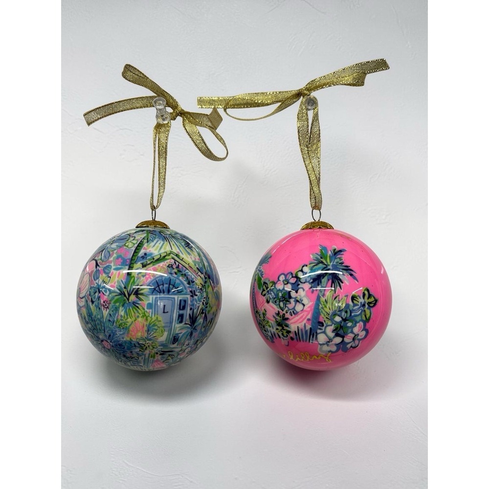 Lilly Pulitzer Tropical Colorful Holiday Ornament Set of 2